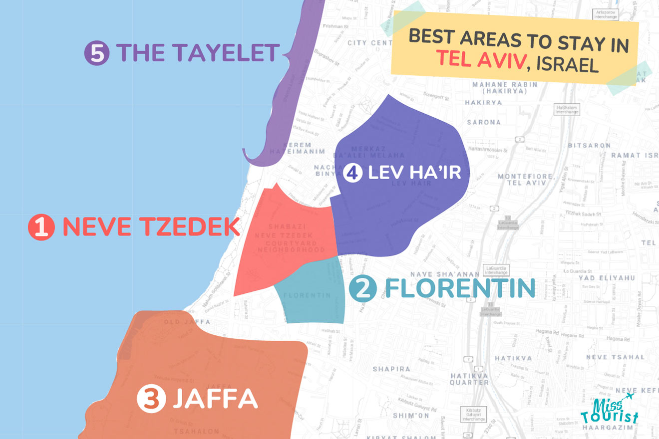 Map of best places to stay in Tel Aviv